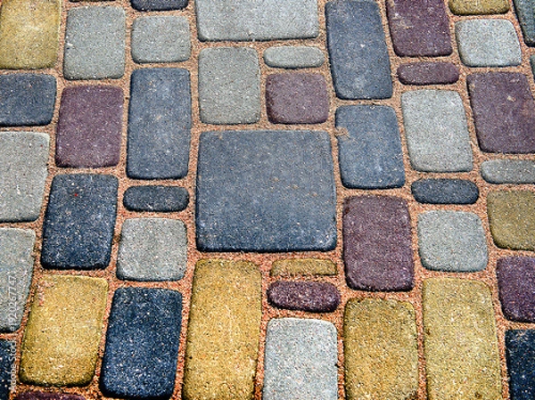 Obraz Colorful Cobblestone Pavement Texture Urban Background Pattern