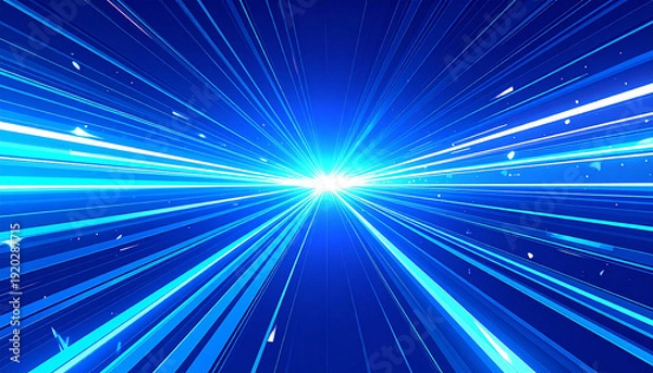 Obraz 中央左に収束する明るいシアンの光線がアニメ調放射