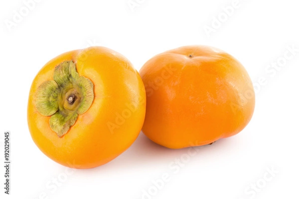 Fototapeta fresh ripe persimmons isolated on white background
