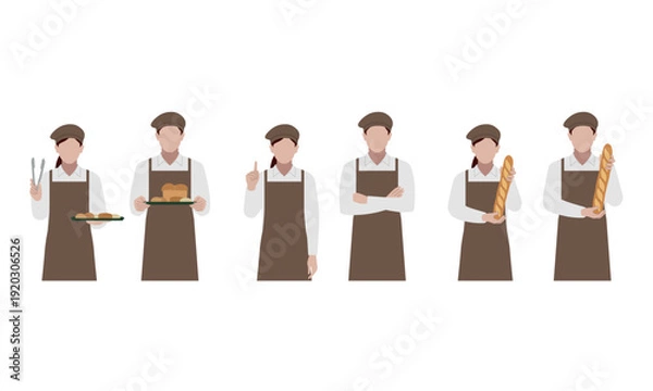 Fototapeta パン屋　ポーズ　セット