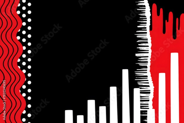 Obraz 黒と赤のコントラストが際立つモダンアブストラクト背景素材