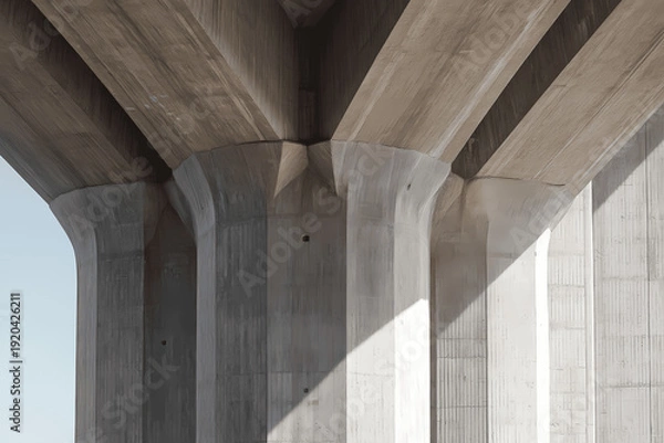 Obraz Concrete Bridge Support Pillar Close Up