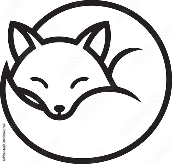 Obraz Sleeping fox illustration