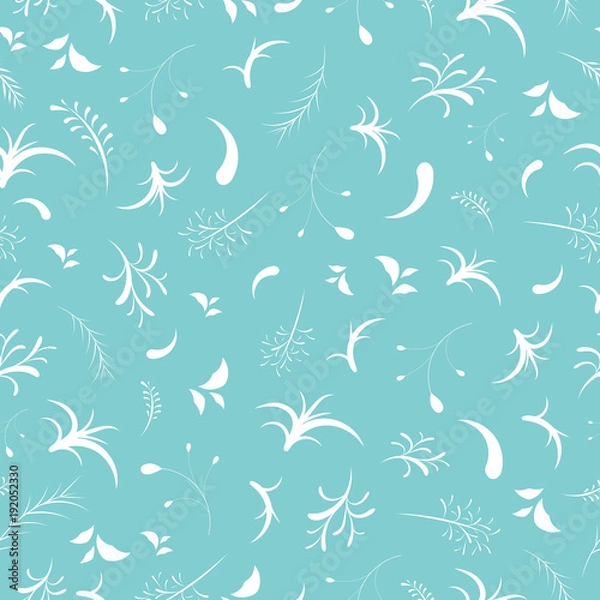 Fototapeta Vector seamless blue and white floral pattern