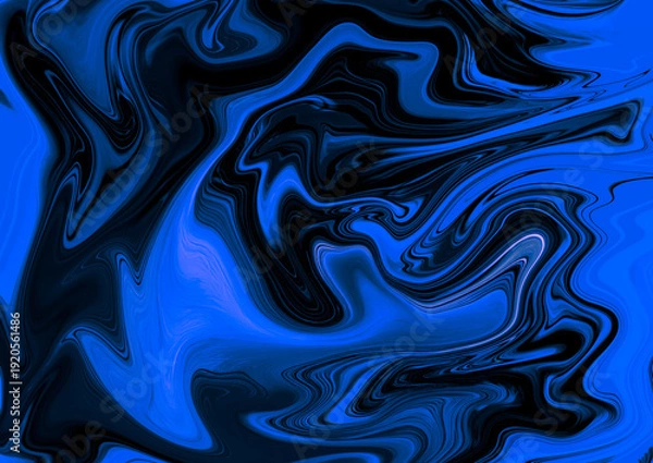 Obraz 黒と青の流動的なマーブル模様