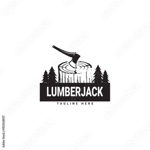 Fototapeta lumberjack silhouette logo vector template