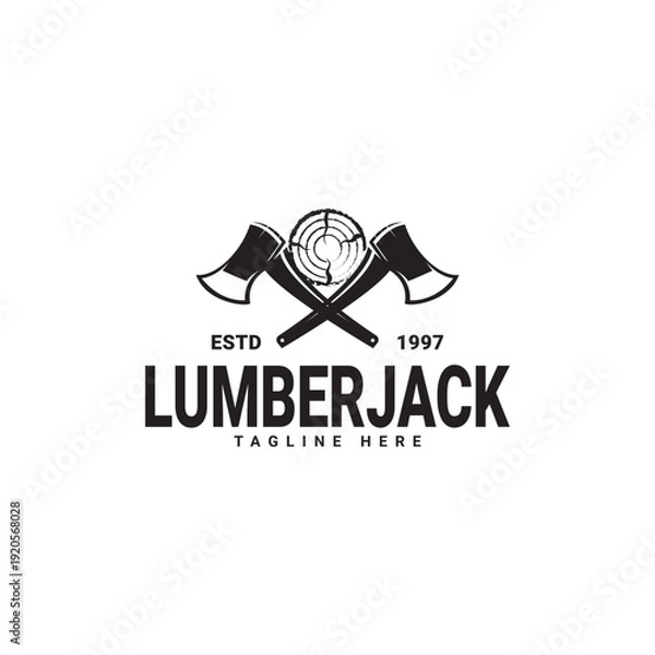 Fototapeta lumberjack silhouette logo vector template