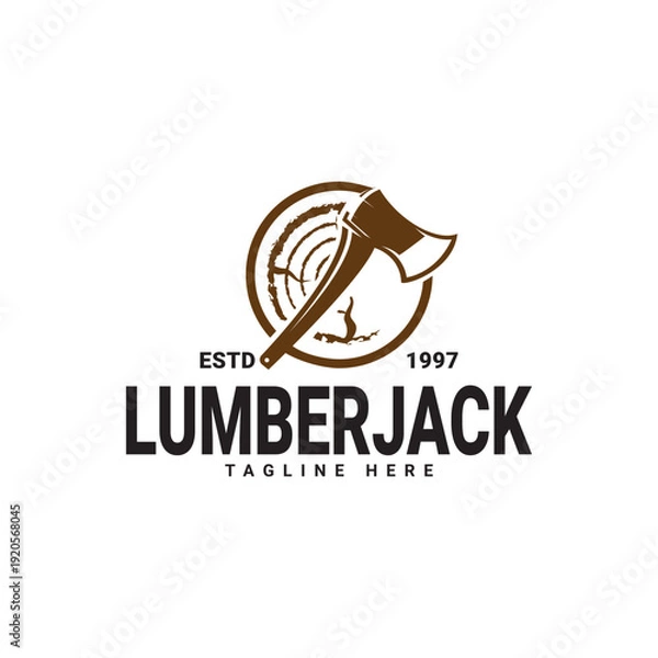 Fototapeta lumberjack silhouette logo vector template
