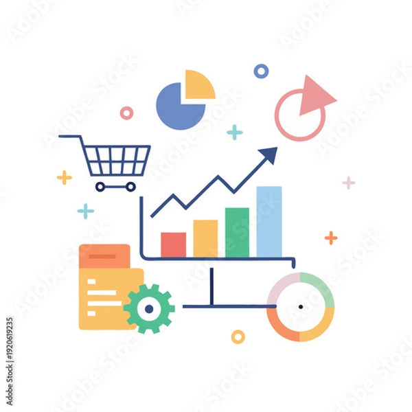 Obraz Minimalist Conversion Rate Optimization Icon with Flat Design Elements