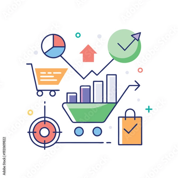 Obraz Minimalist Conversion Rate Optimization Icon with Flat Design Elements