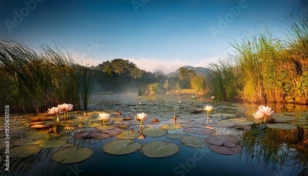 Obraz floating lily pads create a serene atmosphere