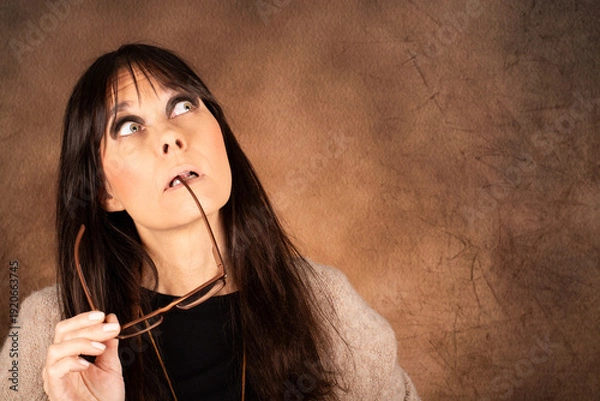 Obraz Frau, nachdenklich, überlegend