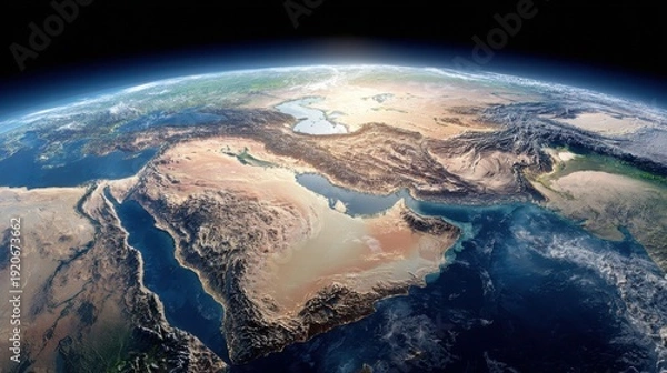 Obraz Earth from space showing Middle East