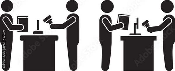 Fototapeta People interacting with scanner