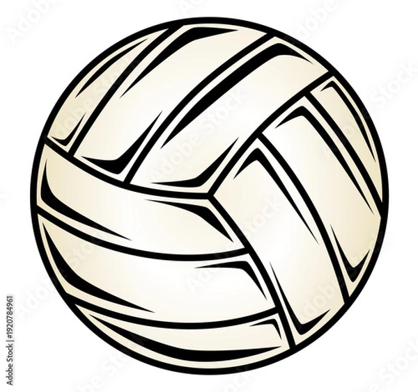 Obraz スポーツのバレーボールのボールを薄いグラデーションを付け鮮明な境界線で区切り、影をイメージしたオブジェクトを描き漫画風にデザインしたグラフィックの素材