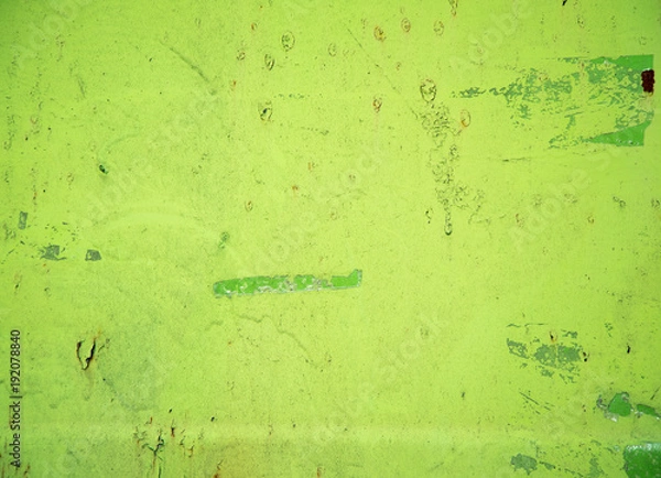 Fototapeta Green old rusty sheet with peeling paint background