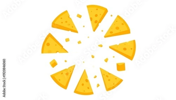 Obraz A round cheese with several slices cut out