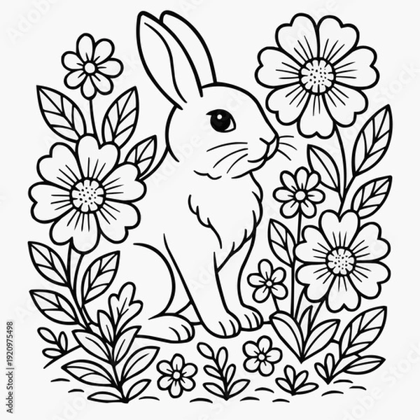 Obraz rabbit and flowers