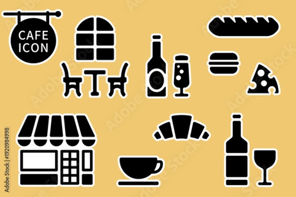 Obraz 白フチ付きカフェアイコン