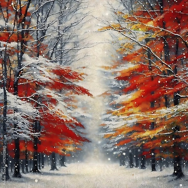 Fototapeta winter landscape with trees