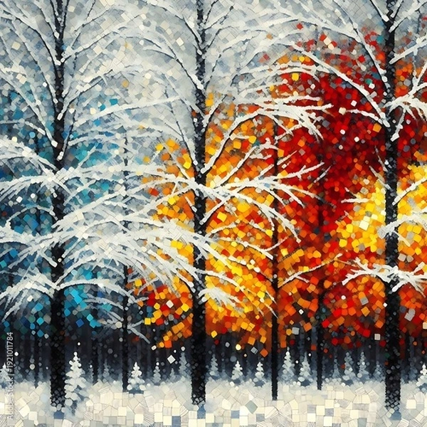 Fototapeta snow covered trees