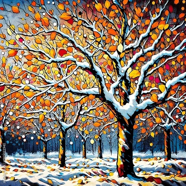 Fototapeta snow covered trees