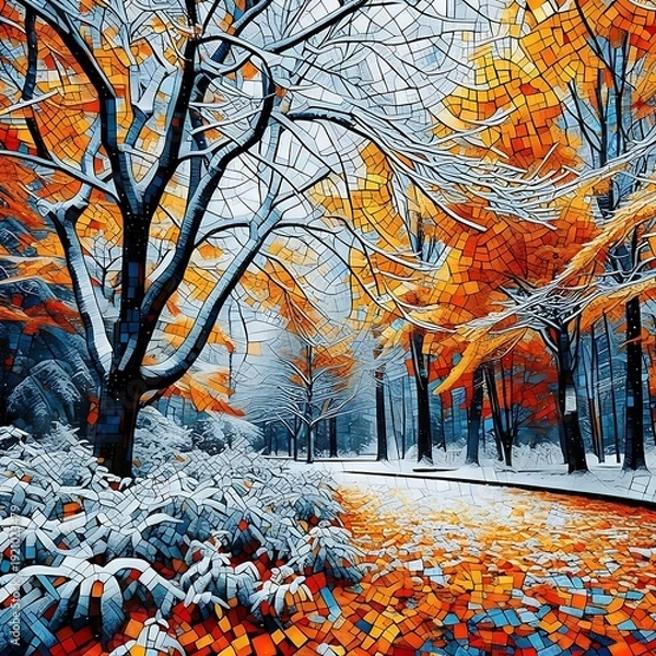 Fototapeta snow covered trees