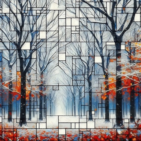 Fototapeta snow covered trees