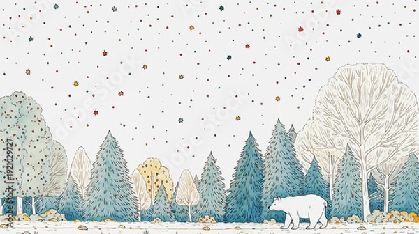 Obraz 森を歩く白くま