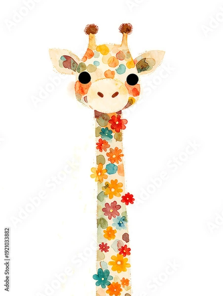 Obraz キリンの水彩イラスト