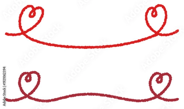 Obraz かわいいハートのクレヨンアンダーライン/レッド