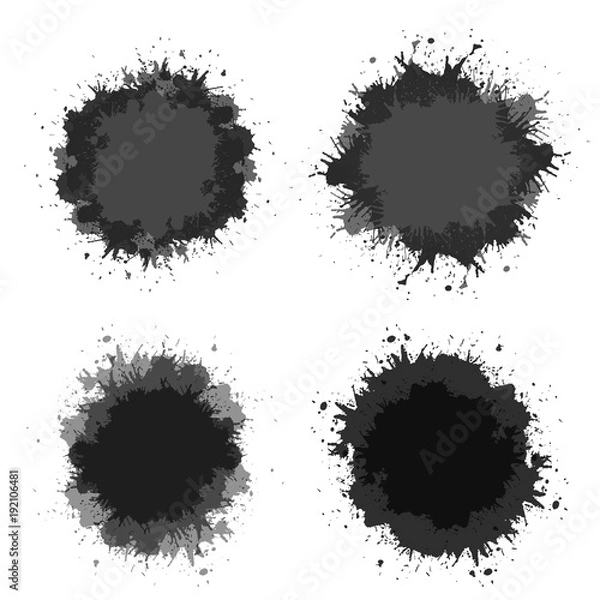 Fototapeta Set of grunge watercolor ink spots. Vector blots for your design.