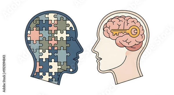 Fototapeta Brain Puzzle Problem Solving Concept Illustration