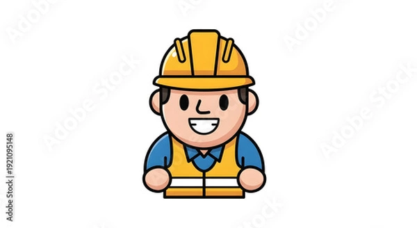 Fototapeta Engineer Mascot Icon Flat Vector Illustration