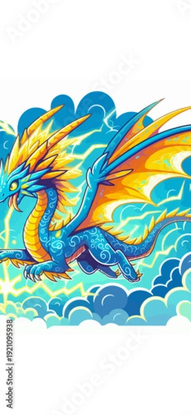 Obraz Lightning dragon cartoon vector illustration