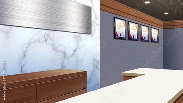 Obraz 大理石の壁の受付