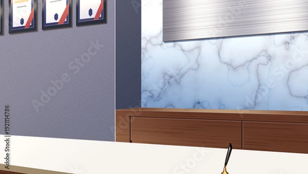 Obraz 大理石の壁の受付