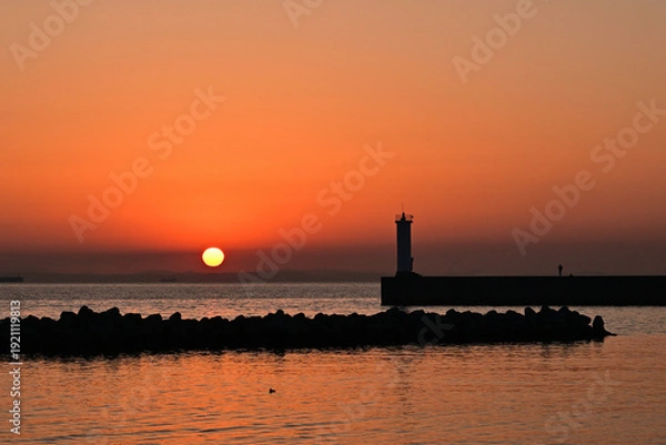 Obraz 四日市の海から昇る朝陽