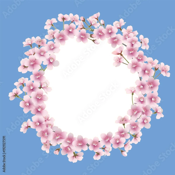 Obraz 桜の花のリース（リース内透過・ブルー）