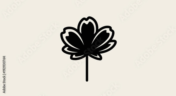 Obraz Black Simple Flower Illustration Design Element.