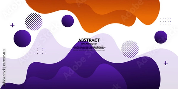 Obraz Colorful geometric wave 3D background. Purple elements with orange fluid gradient pattern. Dynamic shape composition. Vector eps10.