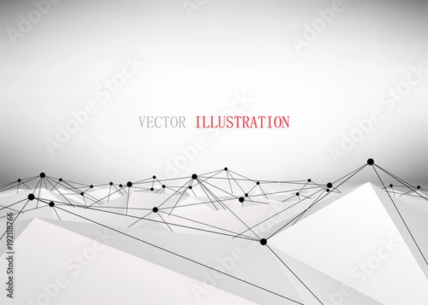 Fototapeta Streszczenie tło wektor geometryczny biały low poly. Krajobraz wielokątny. Struktura połączenia.
