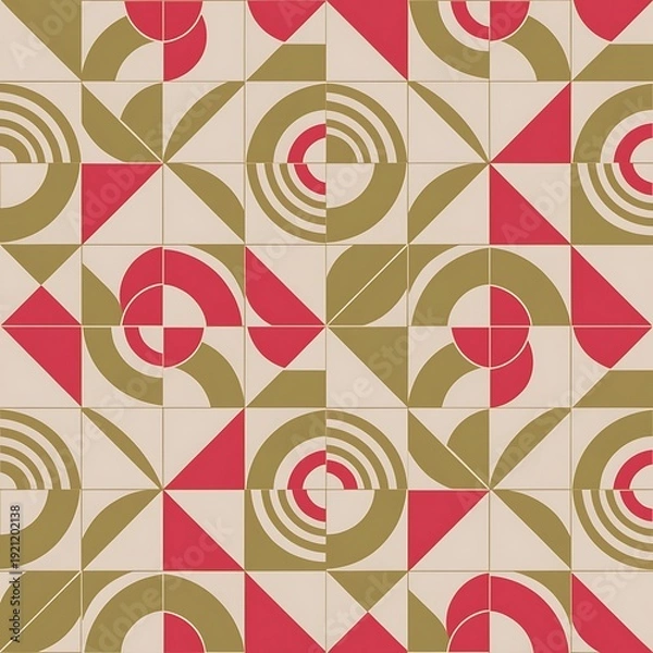 Obraz Retro Geometric Tile Pattern with Circles and Triangles