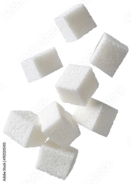 Obraz sugar cubes flying isolated on transparent background