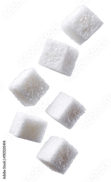 Obraz sugar cubes flying isolated on transparent background