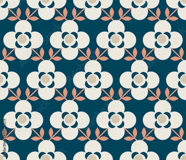 Obraz seamless retro pattern with flowers and leaves