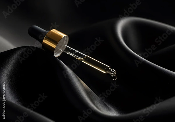 Obraz Dropper bottle on satin fabric