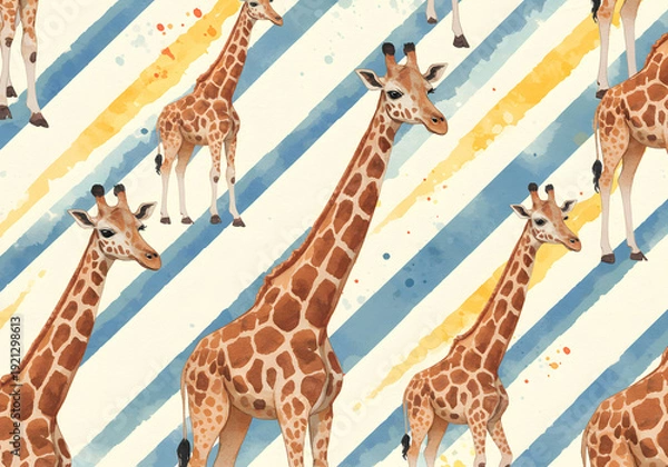 Obraz Giraffes pattern on diagonal stripes