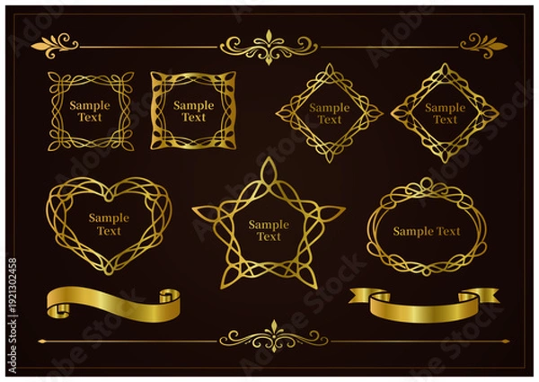 Obraz 金色のエレガントなアンティークフレームセット