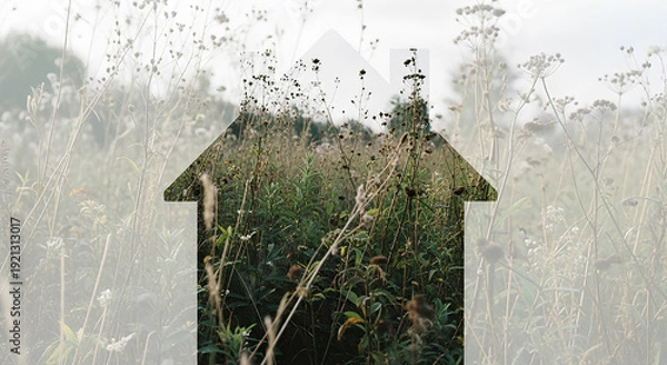Obraz 負動産の風景：放置された土地と草むす家の記憶